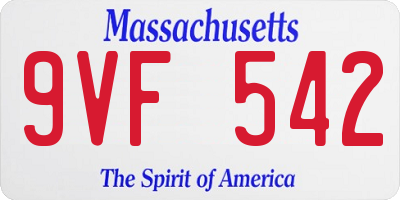 MA license plate 9VF542