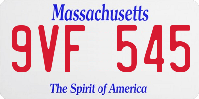 MA license plate 9VF545