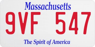 MA license plate 9VF547