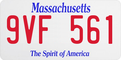 MA license plate 9VF561