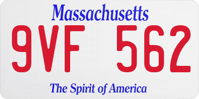MA license plate 9VF562
