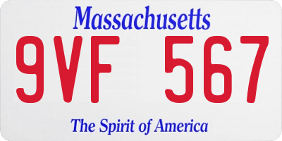 MA license plate 9VF567