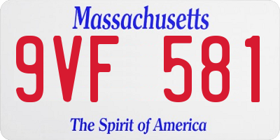 MA license plate 9VF581