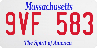 MA license plate 9VF583