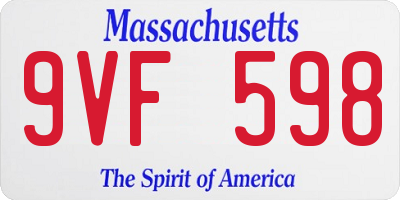 MA license plate 9VF598