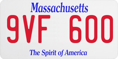 MA license plate 9VF600