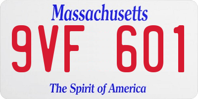 MA license plate 9VF601