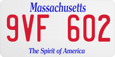 MA license plate 9VF602