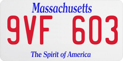 MA license plate 9VF603