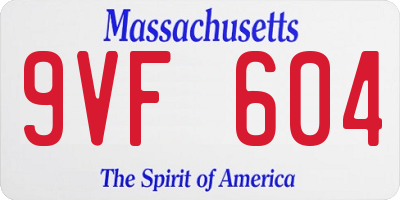 MA license plate 9VF604