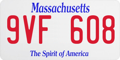 MA license plate 9VF608