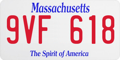 MA license plate 9VF618