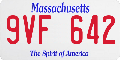 MA license plate 9VF642