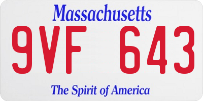 MA license plate 9VF643