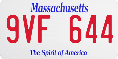 MA license plate 9VF644