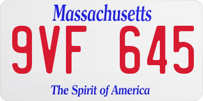MA license plate 9VF645