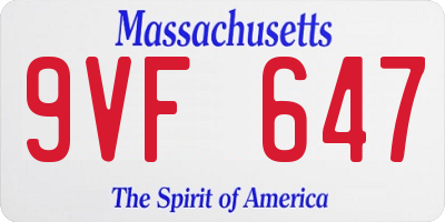 MA license plate 9VF647