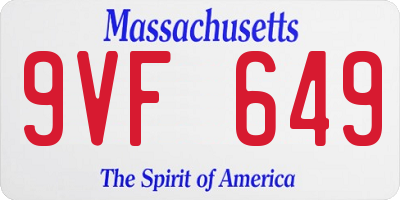 MA license plate 9VF649