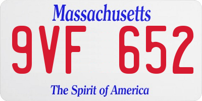 MA license plate 9VF652