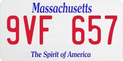 MA license plate 9VF657