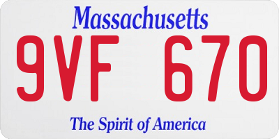 MA license plate 9VF670