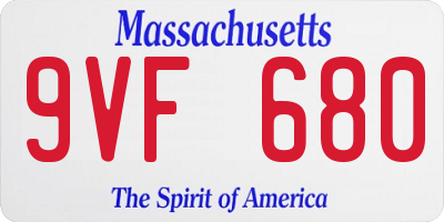 MA license plate 9VF680