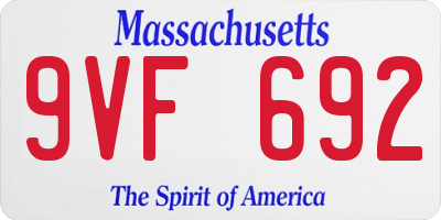 MA license plate 9VF692