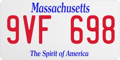 MA license plate 9VF698