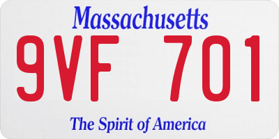 MA license plate 9VF701