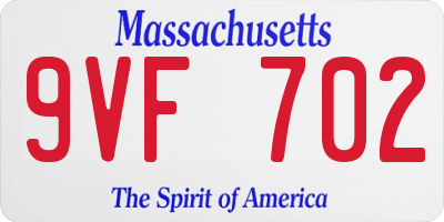 MA license plate 9VF702