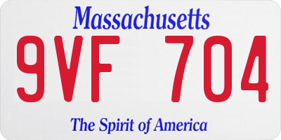 MA license plate 9VF704