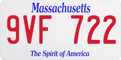 MA license plate 9VF722