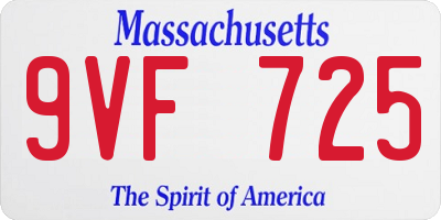MA license plate 9VF725