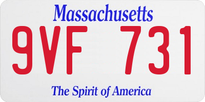 MA license plate 9VF731
