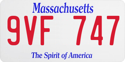 MA license plate 9VF747