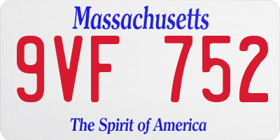 MA license plate 9VF752