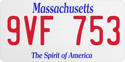 MA license plate 9VF753