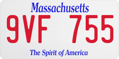 MA license plate 9VF755