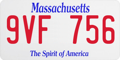 MA license plate 9VF756