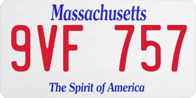 MA license plate 9VF757