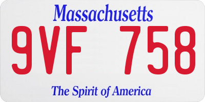 MA license plate 9VF758
