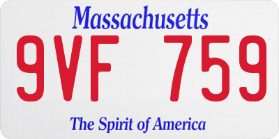 MA license plate 9VF759