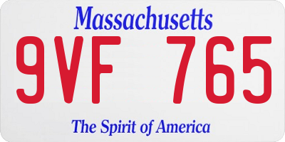 MA license plate 9VF765