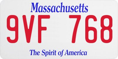 MA license plate 9VF768