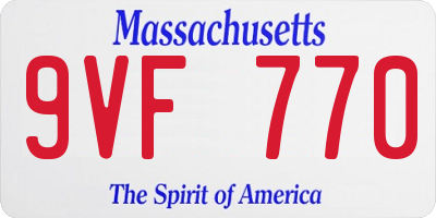 MA license plate 9VF770
