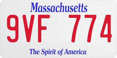MA license plate 9VF774