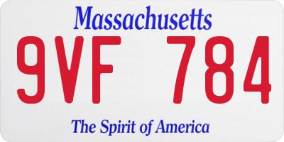 MA license plate 9VF784