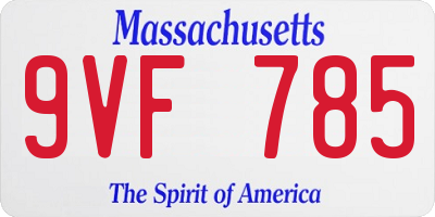 MA license plate 9VF785