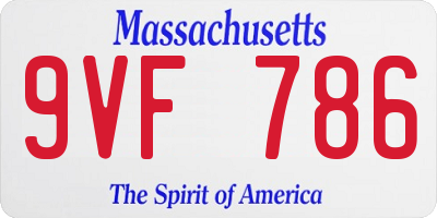 MA license plate 9VF786