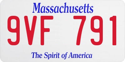 MA license plate 9VF791